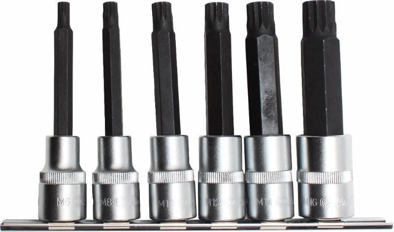 6-delige 1/2-aandrywing spline-sokkieset 100 mm (M6-M16) AMPRO T33238