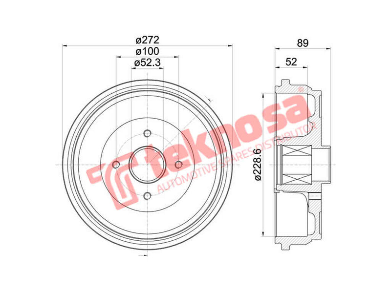 Remtrommel Nissan NP200 K9K K7M K4M 200 (Enkeltrommel)