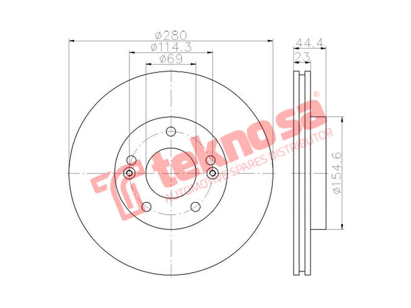 I-Brake Disc Hyundai Elantra MK IV, MK V, i30 1.6CVVT, Kona,Kia Cerato (Vented)(Single)