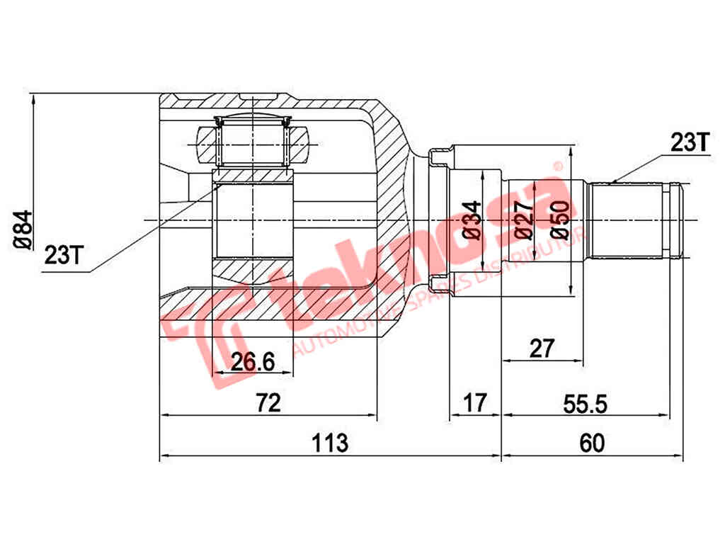 I-CV Joint Inner Toyota Auris, Avanza, Corolla, Run X,Yaris (TO6613-X)
