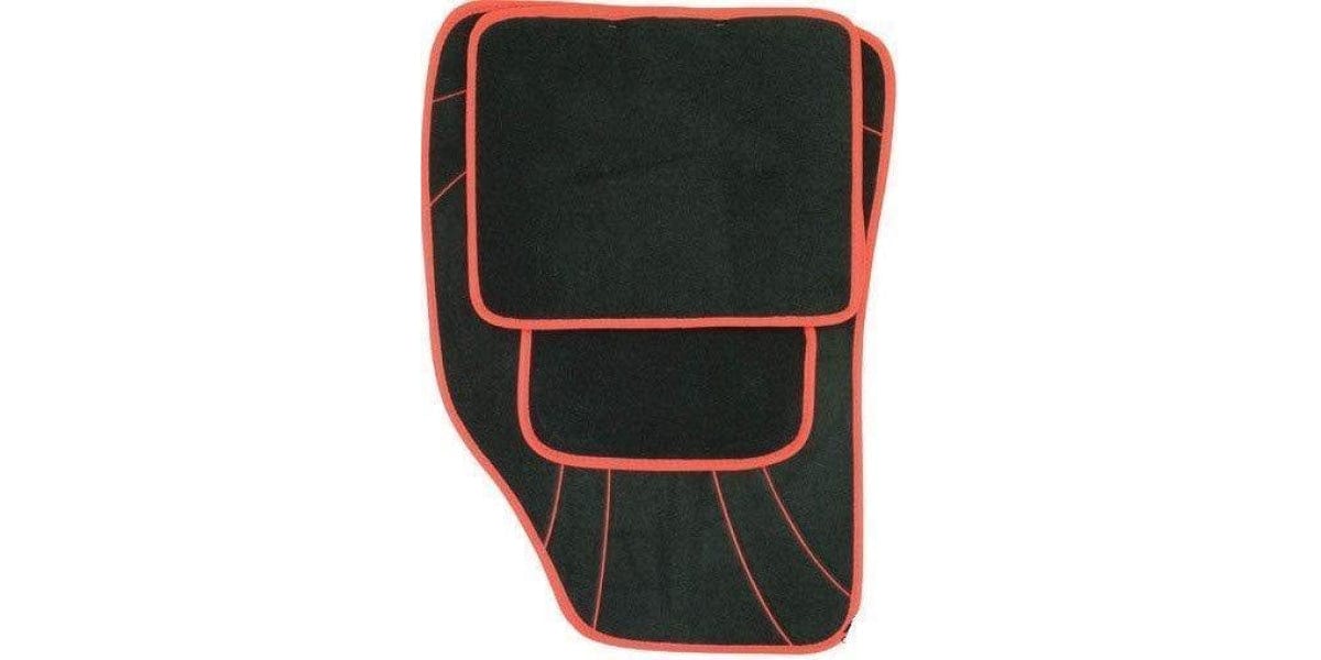 Autogear 4 Piece Carpet Mat Set - Black-Red Trim - Modern Auto Parts