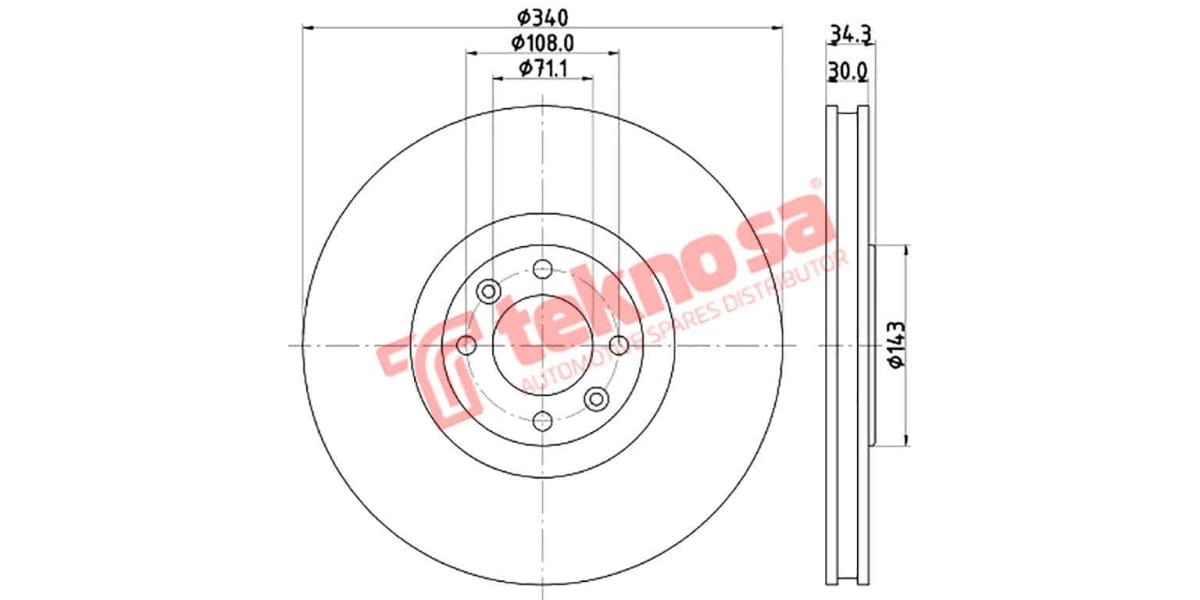 Brake Disc Citroen Ds4/Ds5 Peugeot 308 (Fv)