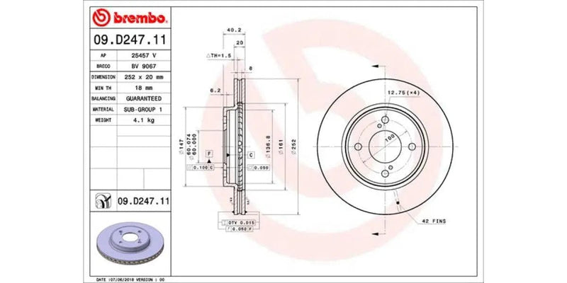 Brake Disc Front (2-In-Box) Suzuki Swift/baleno (Brembo - 09D24711)