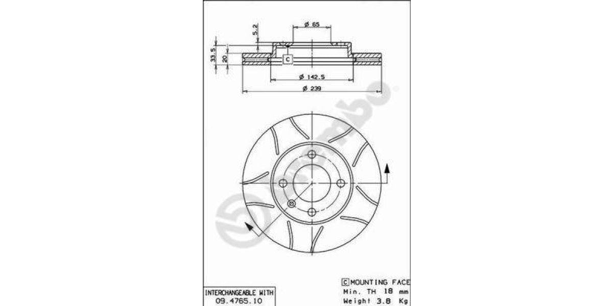 Brake Disc Front (2-In-Box) Vw Golf Jetta Passat (Brembo - 09476575)