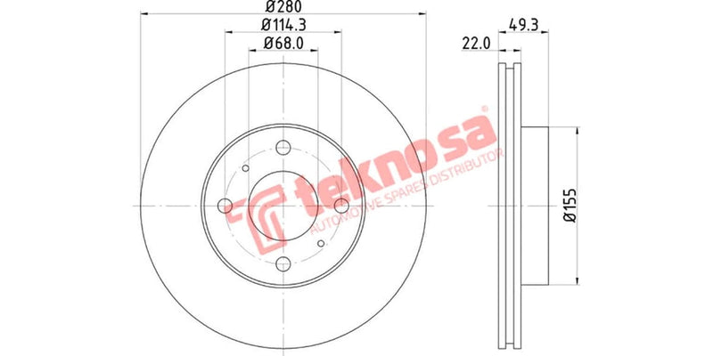 Brake Disc Nissan Almera 1.6/1.8 00- (Fv)