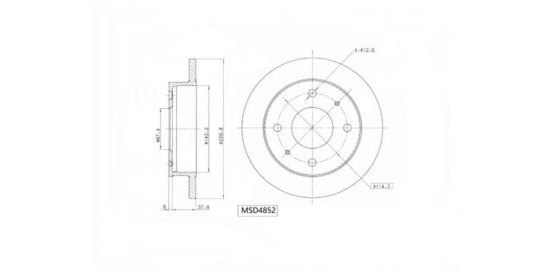 Brake Disc Solid Front Hyundai Atos 1.0I (G4Hc) 1999-2004 (Single) Brake Disc