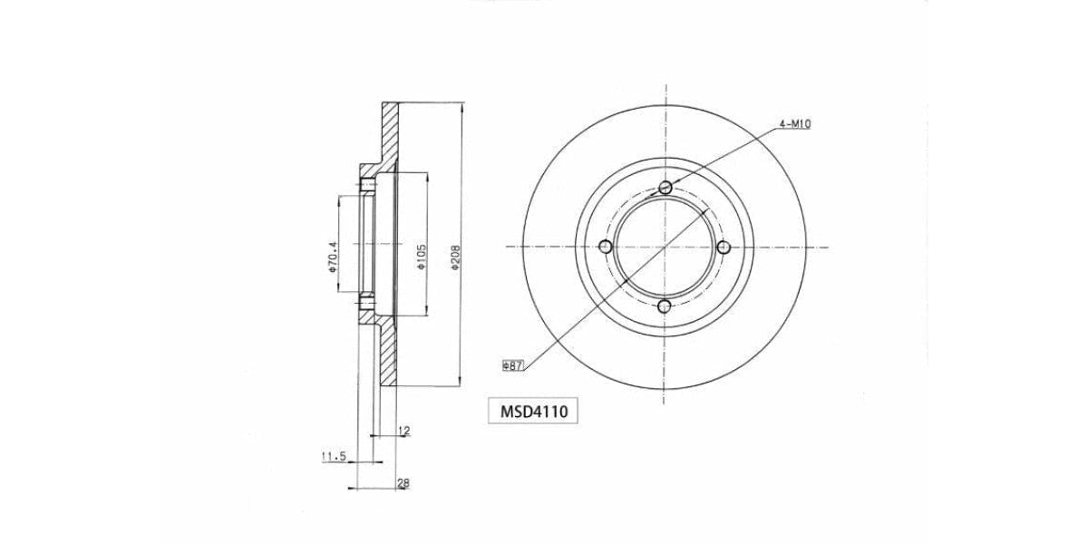 Brake Disc Solid Front Nissan 120Y 1400 Ldv 1972-2008 (Single) Brake Disc