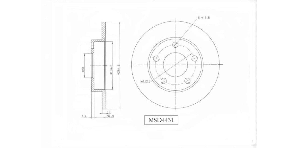 Brake Disc Solid Rear Audi A4 1.8T 1.9Tdi 2.0Tdi 1998-2008 (Single) Brake Disc