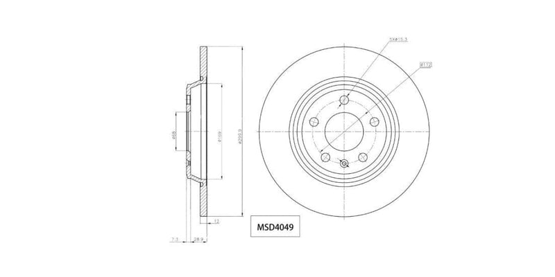 Brake Disc Solid Rear Audi A4 A5 A6 A7 Q5 2009-2018 (Single) Brake Disc