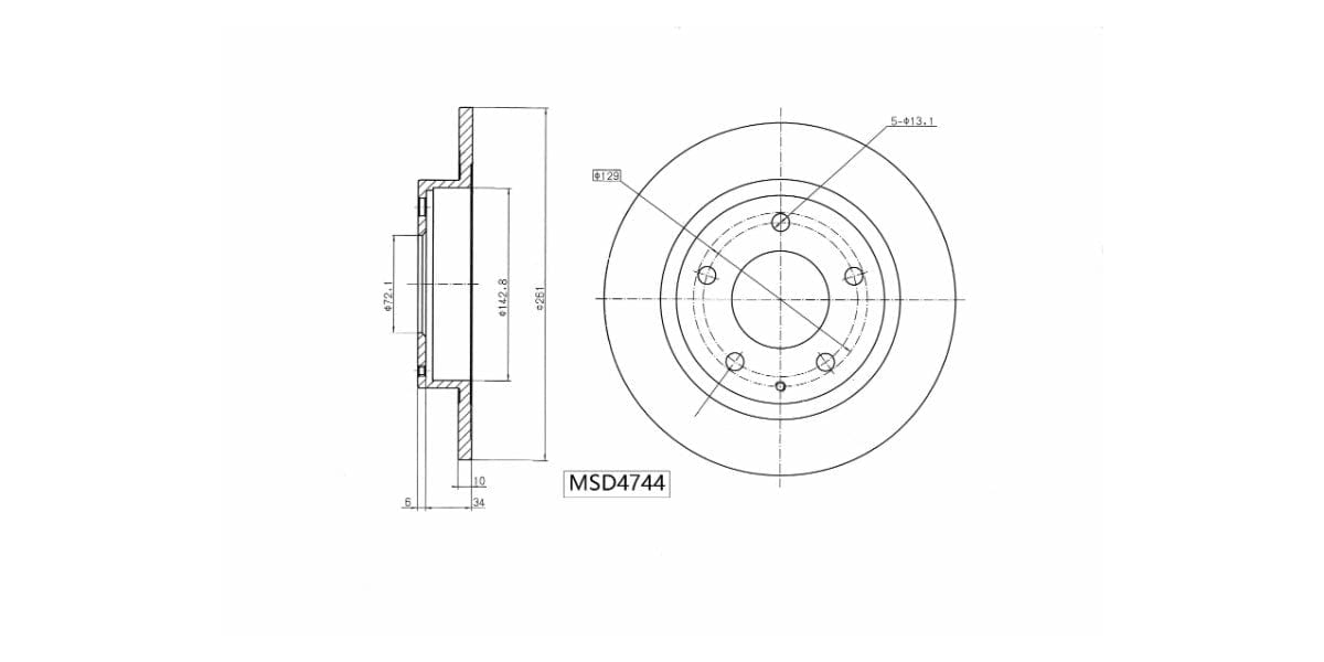 Brake Disc Solid Rear Ford Telstar Mazda 626 93-97 Premacy 02-02 (Single) Brake Disc