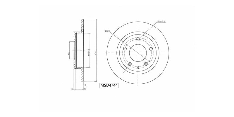 Brake Disc Solid Rear Ford Telstar Mazda 626 93-97 Premacy 02-02 (Single) Brake Disc