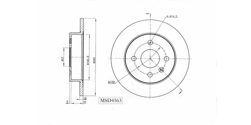 Brake Disc Solid Rear Opel Astra 1999-2009 Meriva 2006-2009 Zafira (Single) Brake Disc