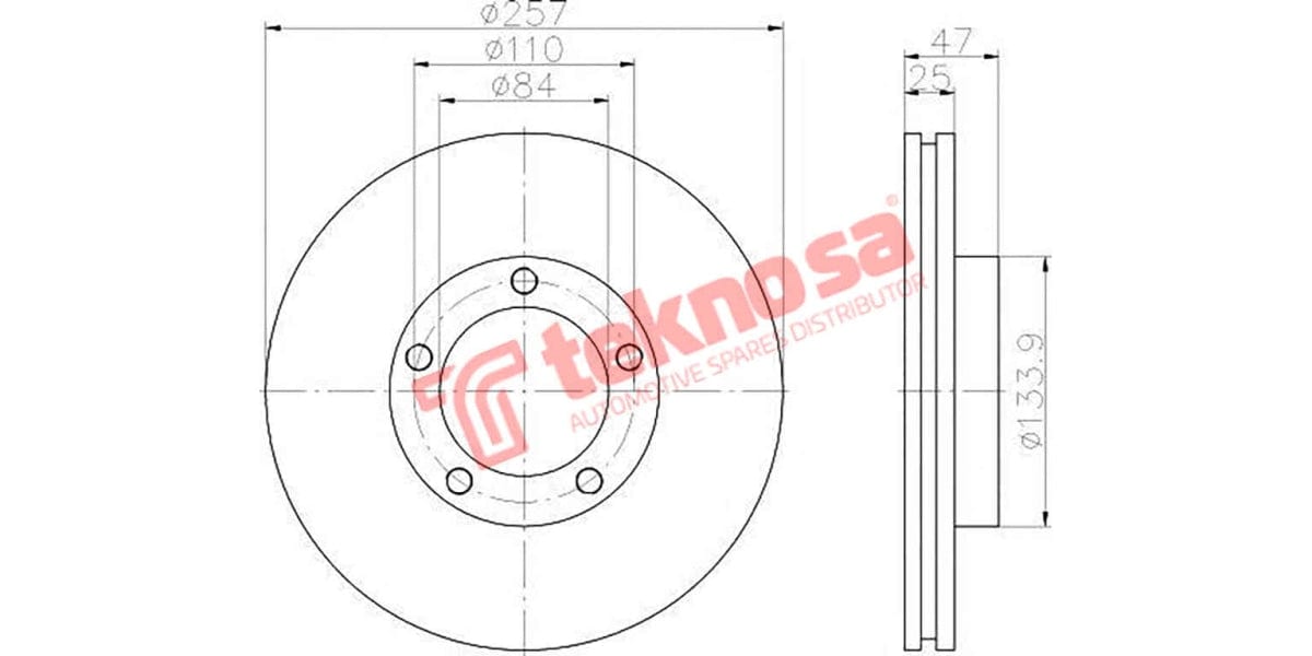 Brake Disc Toyota Hiace/Hilux 88- (Fv)