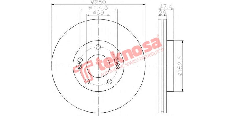 Brake Disc Tucson 04- Tiburon 09- (Fv)