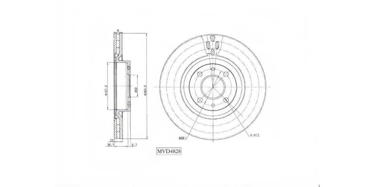 Brake Disc Vented Front Alfa 155 96-98,Fiat 500 08>,Bravo,Stilo,Doblo 2003-2015 (Single) at Modern Auto Parts!
