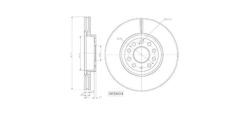 Brake Disc Vented Front Audi A3 04-16 Q2 2016> Q3 2012> Tt 07> Tts08> Vw Cc Eos Beetle (New) 2011>