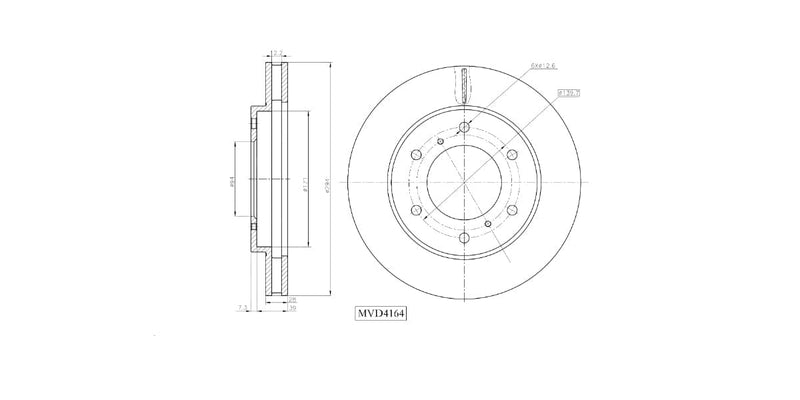 Brake Disc Vented Front Mitsubishi Triton 2.4,2.5D,3.2D,3.5 2007-2015 (Single) at Modern Auto Parts!