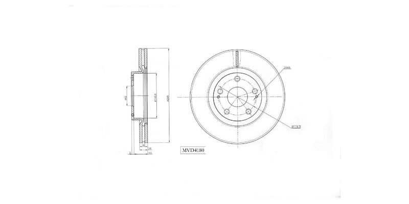 Brake Disc Vented Front Toyota Auris Aurisx Corolla Verso 2007-2014 (Single) Brake Disc