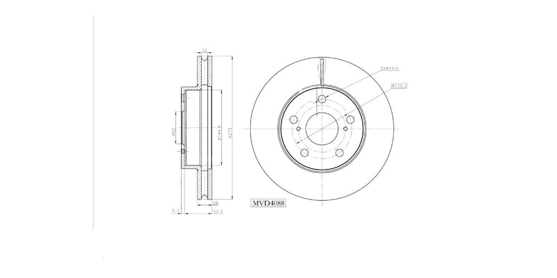 Brake Disc Vented Front Toyota Innova 2011> Hilux 2005-2016 (Single) Brake Disc
