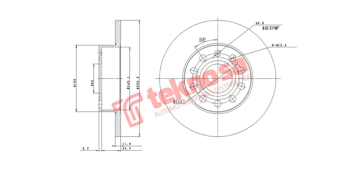 Brake Disc Vw Golf 4/Caddy/Audi A3 03- (Rs)