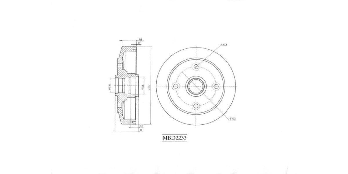 Brake Drum Rear Mazda 323/ Ford Laser Meteor Tracer 1986-2002 (Single) Brake Drum