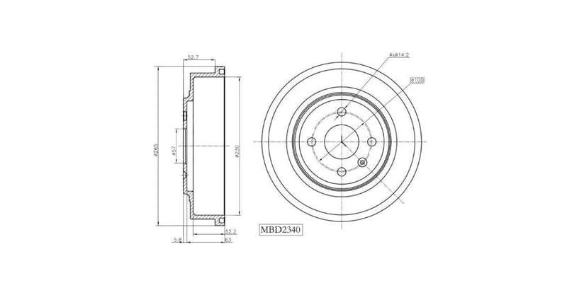 Brake Drum Rear Opel Corsa Ldv Chev Utility 2005> (Single) Brake Drum