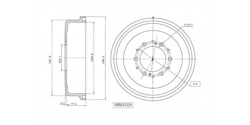 Brake Drum Rear Toyota Hiace Sesfikile Quantum 2004> (Single) Brake Drum