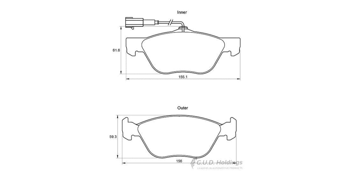 Brake Pads Front Alfa 145 2.0,146 2.0,Gtv & Spider (96-05) Fiat Punto (04-09) (SAFELINE D3168S)