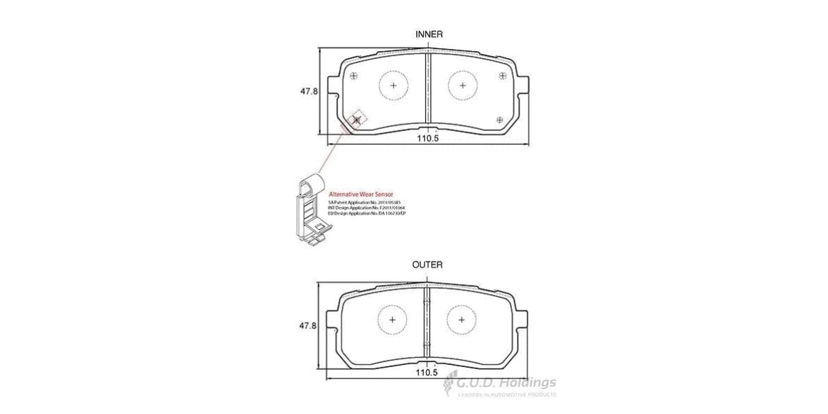 Brake Pads Rear Hyundai H1 (09-) Kia Carnival (06-) Grand Sedona (15-) Sedona (07-) Sorento (15-) (SAFELINE D3793S)