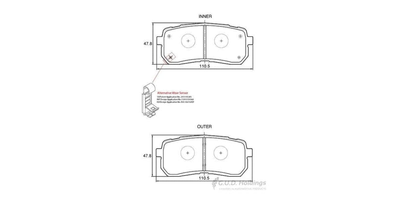 Brake Pads Rear Hyundai H1 (09-) Kia Carnival (06-) Grand Sedona (15-) Sedona (07-) Sorento (15-) (SAFELINE D3793S)