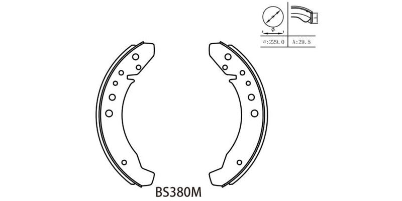 Brake Shoe 380 Vw Beetle 1300 1500 1600 (1966-1979) (Bs380M) Motopart Shoes