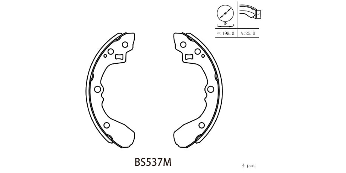 Brake Shoe 537 Ford Laser (86-02) Meteor (86-95) Mazda 323 (81-03) 626 (83-93) (Bs537M) Motopart