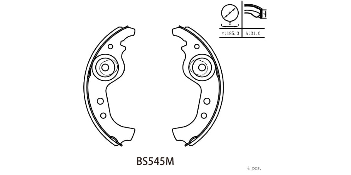 Buy Brake Shoe 545 Fiat Uno Cento,Fire,Mia,Pacer (1990-2000) (BS545M) MOTOPART at the best prices in South-Africa,nation-wide delivery!"