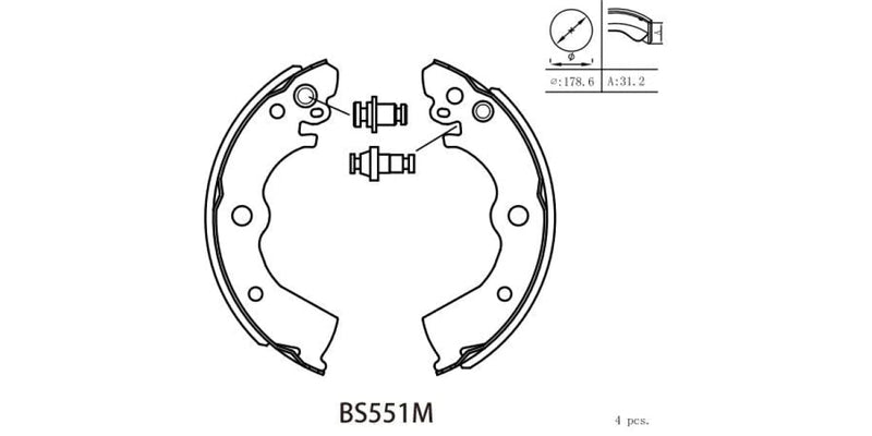 Brake Shoe 551 Nissan Sabre 160 (94-00) Sentra 140I 160I (93-97) (Bs551M) Motopart Shoes
