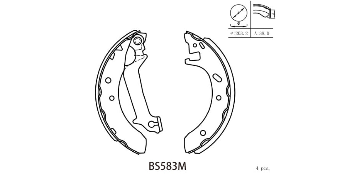 Buy Brake Shoe 583 Ford Bantam (Rocam,A9Ja,Duratorq,Endura) (2002-2011) (BS583M) MOTOPART at the best prices in South-Africa,nation-wide delivery!"