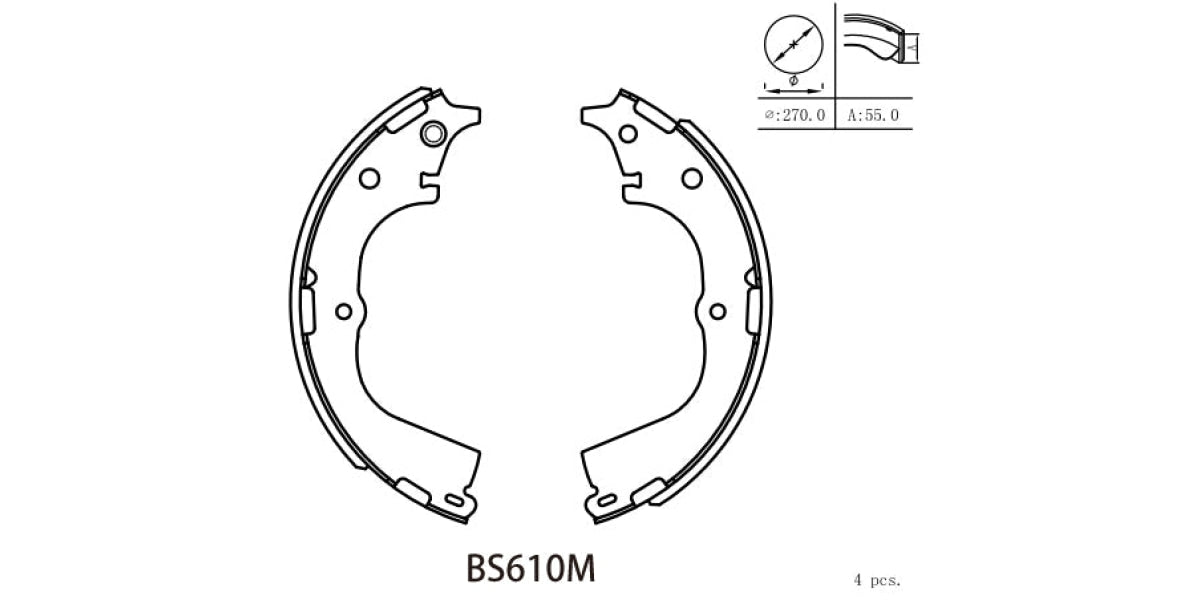 Buy Brake Shoe 610 Cam Inyathi (07-09) Rhino (07-09) Daihatsu Rockey (97-02) Foton 2.2I (07-) Gonox X-Space (07-10) Gwm Ldv/Multiwagon (07-09) Meiya (07-09) (BS610M) MOTOPART at the best prices in South-Africa,nation-wide delivery!"