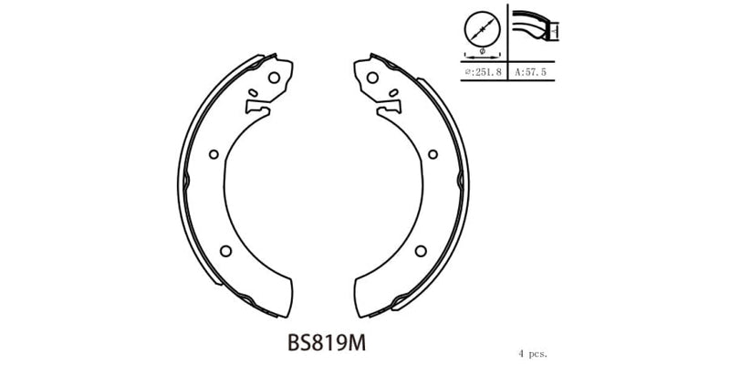 Brake Shoe 819 Ford Cortine (77-86) Husky (85-97) Isuzu Frontier & Kb (81-04) Mitsubishi L300