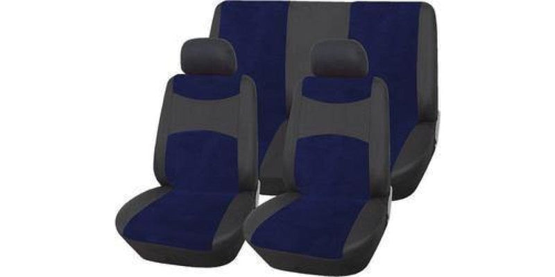 Car Seat Cover Car Seat Cover Set 11Pc Black/Navy SA155 -Modern Auto Parts!