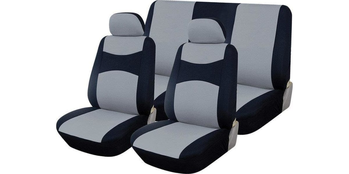 Car Seat Cover Car Seat Cover Set Black/Silver 6Pc SA156 -Modern Auto Parts!