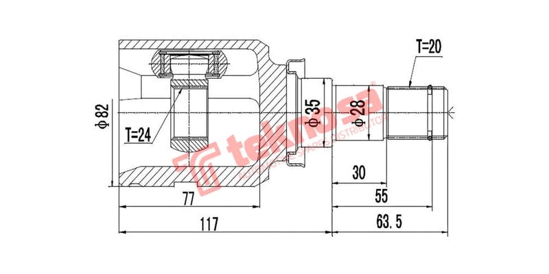 Inner Cv Joint Toyota Corolla Verso Mr2 Rav 4 (1Zz-Fe) 1.8Vvti 01-08