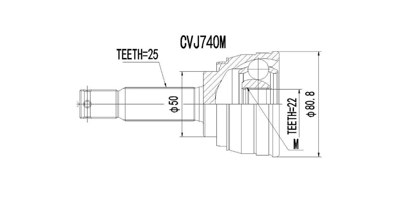 Outer Cv Joint Hyundai Accent I 1.3,1.5,Getz 1.3,1.4,1.6,Scoupe,Kia Cerato,Mitzubishi Tredia 1983-2009 at Modern Auto Parts!