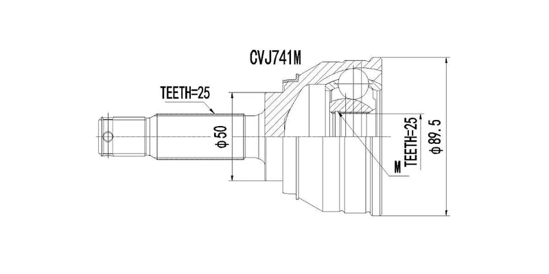 Outer Cv Joint Hyundai Elantra 1.6,1.8,Sonata,Triburon 1994-2003 at Modern Auto Parts!