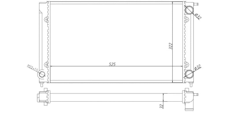 Radiator Vw Fox 1300,1600,1800,Golf 1100,1300,1500 Gy,Hm,Hv,Gf,Et,Ck,Jb,Aal,Ev,Kr,Bbv 1985-2005 at Modern Auto Parts!