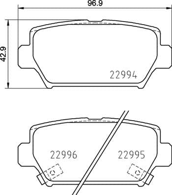 Rear Brake Pads angled view for Mitsubishi Eclipse Cross - P54062