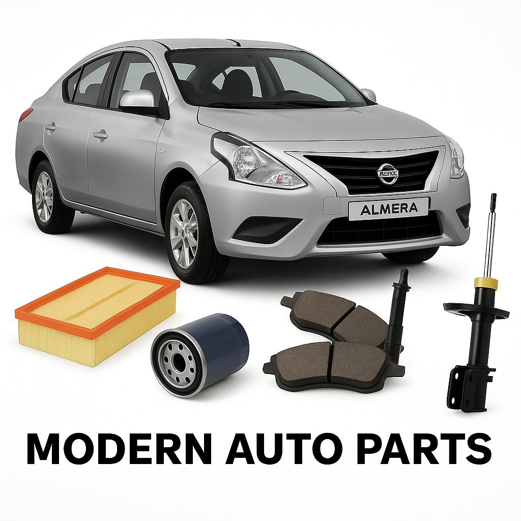 Nissan Almera 1.5 Acenta sedan with brake pads, filters, shocks and spares available in South Africa