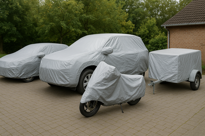 Car, SUV, Motorcycle, and Trailer Covers – All Vehicles Fully Covered with Waterproof Outdoor Protection