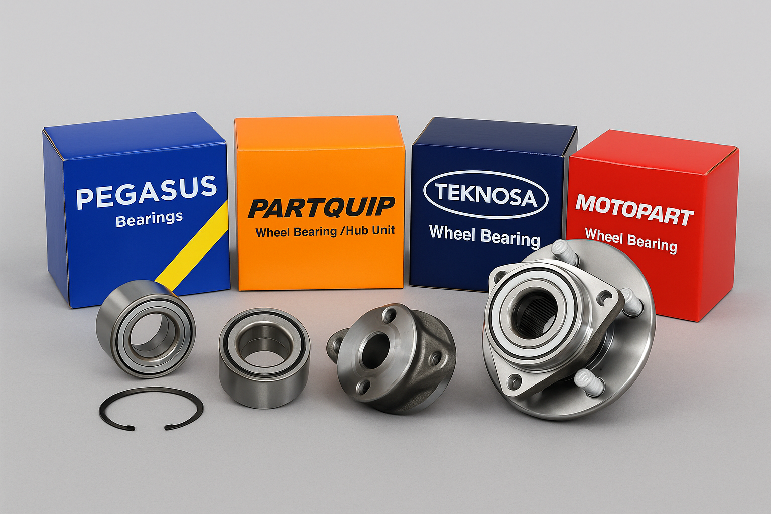 Wheel bearing kits and hub assemblies from Pegasus, Partquip, Teknosa, and Motopart – front and rear fitments for cars and bakkies in South Africa