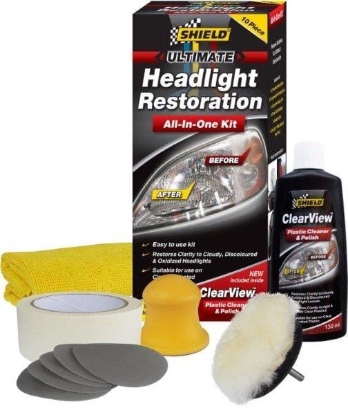 Shield Headlight Restoration Kit 10 Piece ClearView Plastic Polish 130ml South Africa SH655