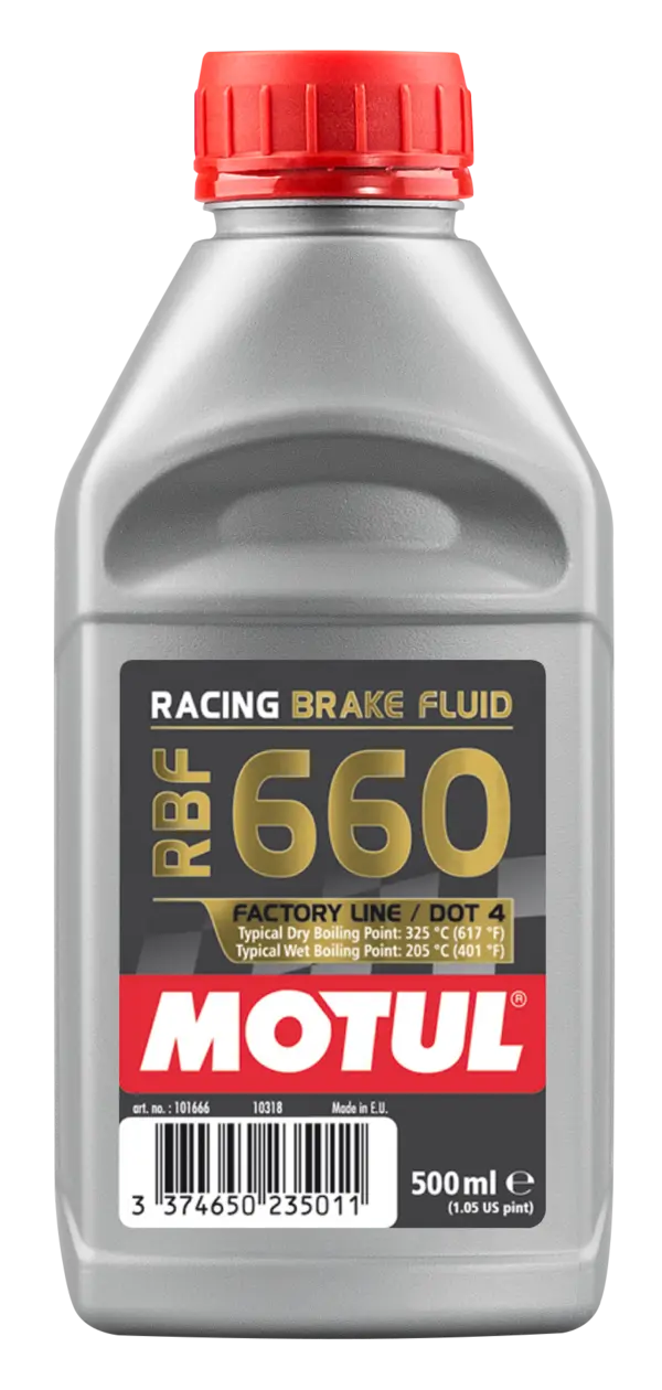 Motul Rbf 660 Factory Line 500ml Brake Fluid 101666 oil bottle, high-performance synthetic motor oil designed for fuel efficiency and engine protection.