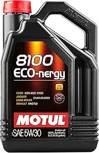 Motul 8100 Eco-Nergy 5W30 5L Engine 102898 oil bottle, high-performance synthetic motor oil designed for fuel efficiency and engine protection.